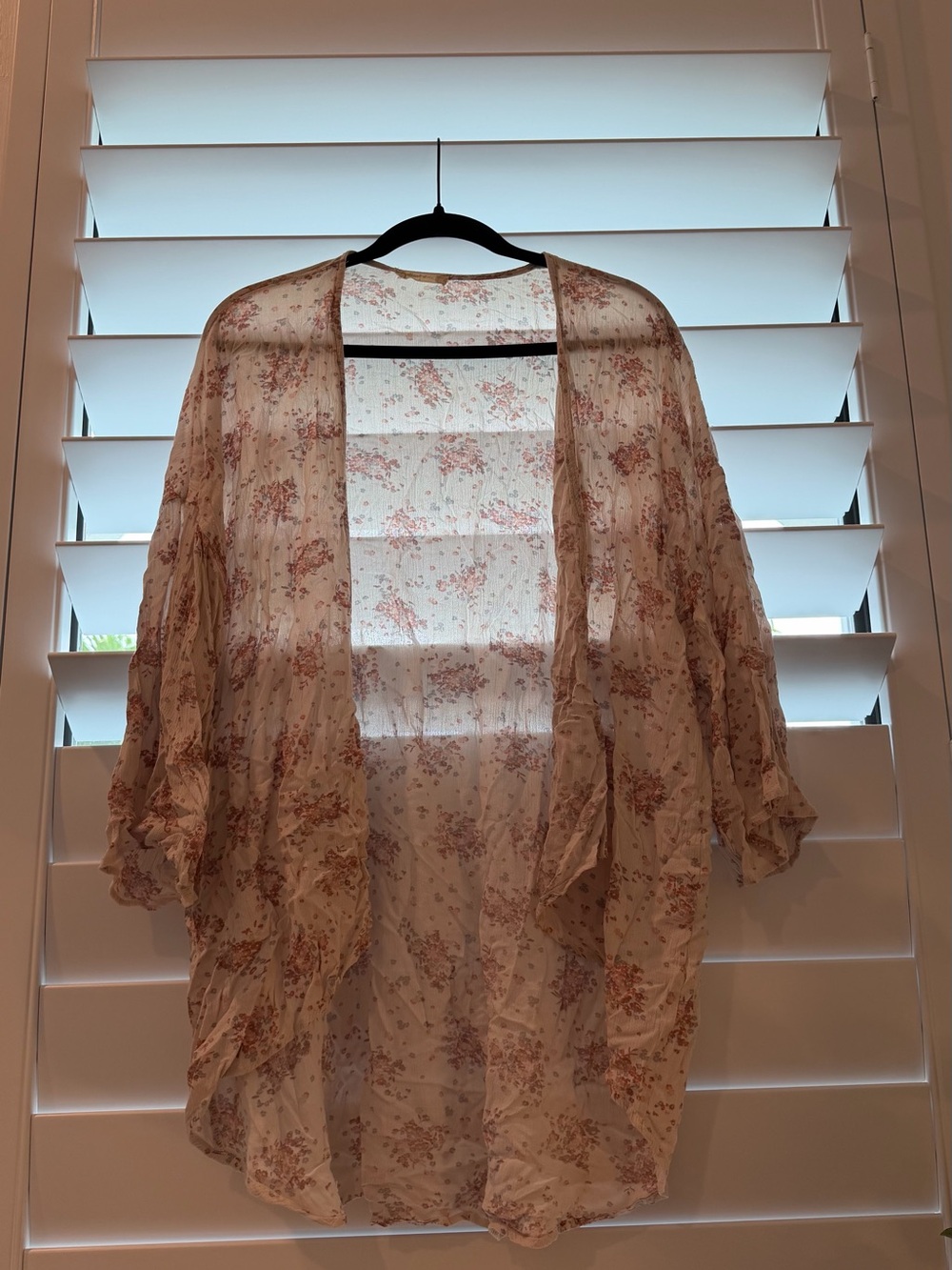 Sheer light pink  Floral Kimono Cardigan in Blush Pink